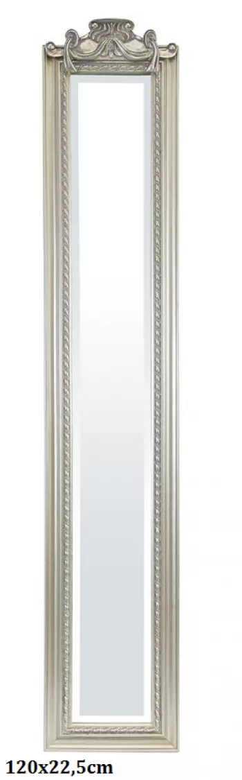 Strieborné nástenné zrkadlo 120x22,5cm