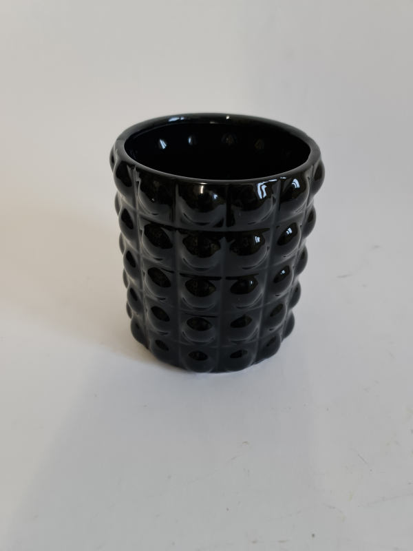 Keramická vázička  čierna, 14x13 cm