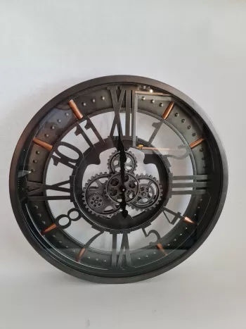 Štýlové nástenné hodiny, čierne, 66x9 cm