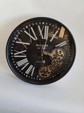 Štýlové nástenné hodiny, čierne, 60x9 cm