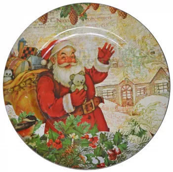Vianočný tanier, motív mikuláša, farebný, plastový, 33x1,5 cm