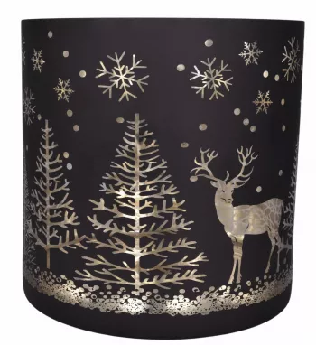 Vianočný sklenený svietnik, tmavý, dekorovaný, 15x15x15 cm