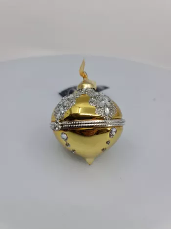 Vianočná závesná guľa, otváracia, diamantová - zlatá farba, 6 cm