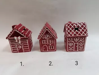 Keramický domček - svietnik, červený, 18x13x11 cm