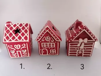 Keramický domček - svietnik, červený, 12x9x9 cm