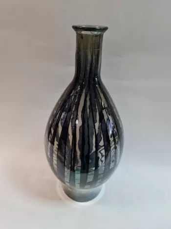 Sklenená váza, čierna, 60x6 cm