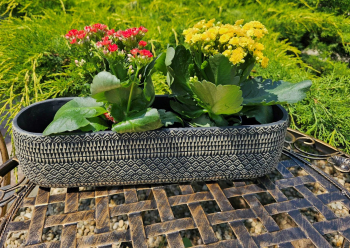 Obal na kvety, tmavý, vzorovaný, 46x14x11 cm
