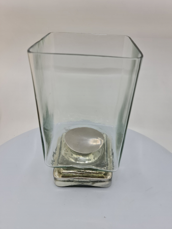 Svietnik, sklenený, priehľadný, 12,5x12,5x25 cm