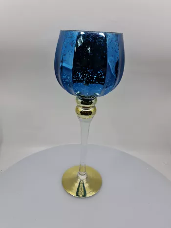 Svietnik, sklenený, modrý, 35x11 cm