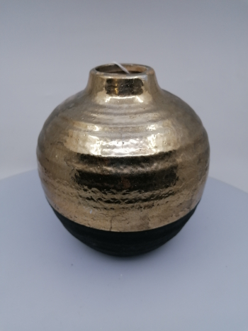 Keramická váza čierno-strieborná  18x17cm