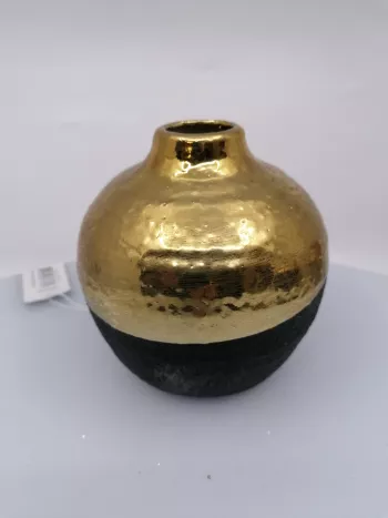 Keramická váza čierno-zlatá  13x13cm
