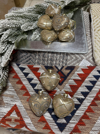 12 sklenené závesky medeno-strieborné