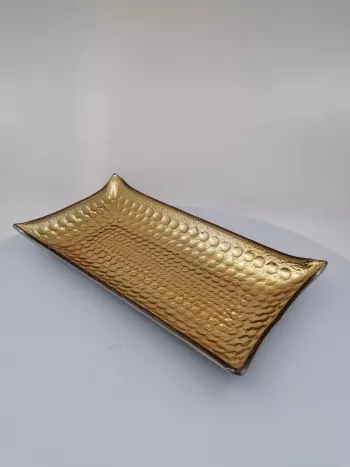 Zlatá sklenená tácka 29x15cm