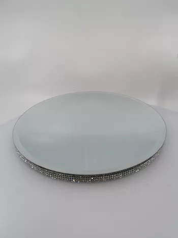 Zrkadlový okrúhly podnos strieborný 25x2cm