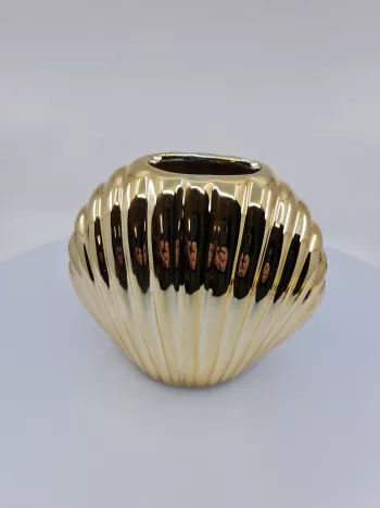 Zlatá keramická váza, 16x18x7 cm