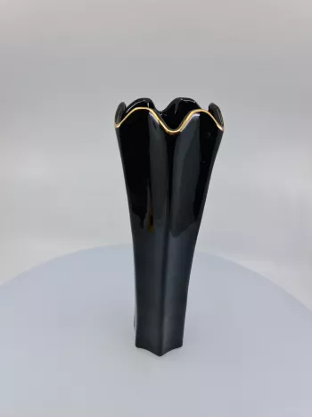 Čierna keramická váza, 27x9 cm