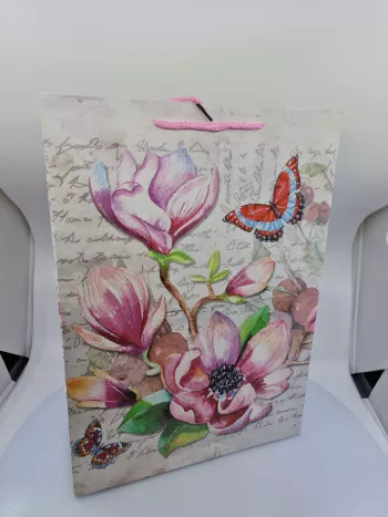 Darčeková taška, kvetinková, 42x30x12 cm, 12 ks v balení