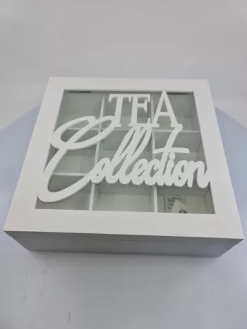 Krabička na čaje, biela, 8x24x24 cm