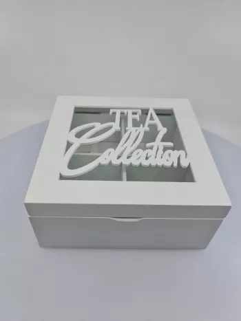 Krabička na čaje, biela, 8x18x18 cm
