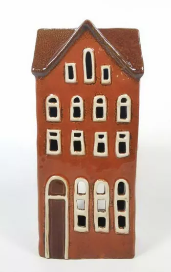 Keramický domček - svietnik, hnedý, 29x13x7 cm