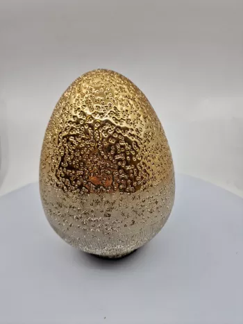 Sklenené vajce, zlaté, 15x20cm