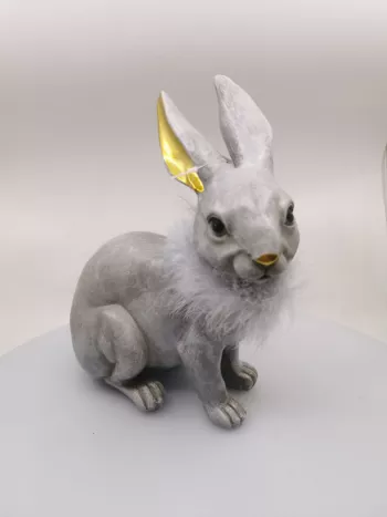 Dekoračná soška zajka, sivá, 26x11,5x29 cm