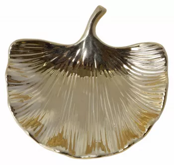 Keramická zlatá tácka ginko list  16x15,5x5cm