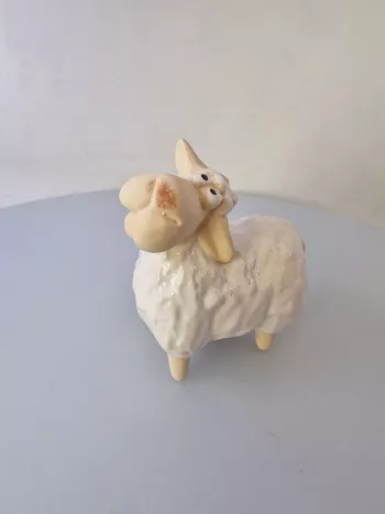 Dekoračná veľkonočná ovečka, biela, 10 cm