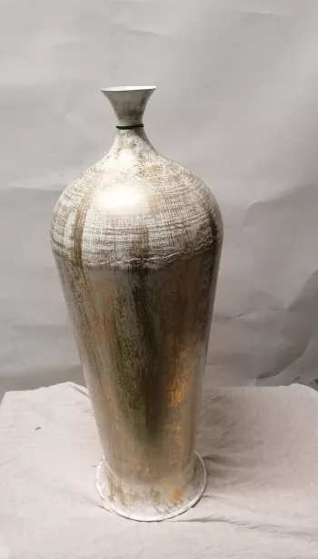 Bielo-zlatá podlahová váza kovová 60cm