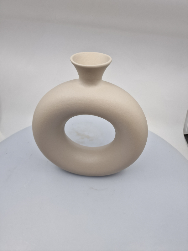 Keramická váza, krémová, 23x6 cm