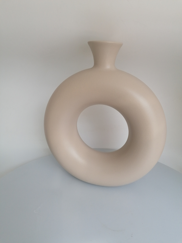 Keramická váza, krémová, 30x6 cm