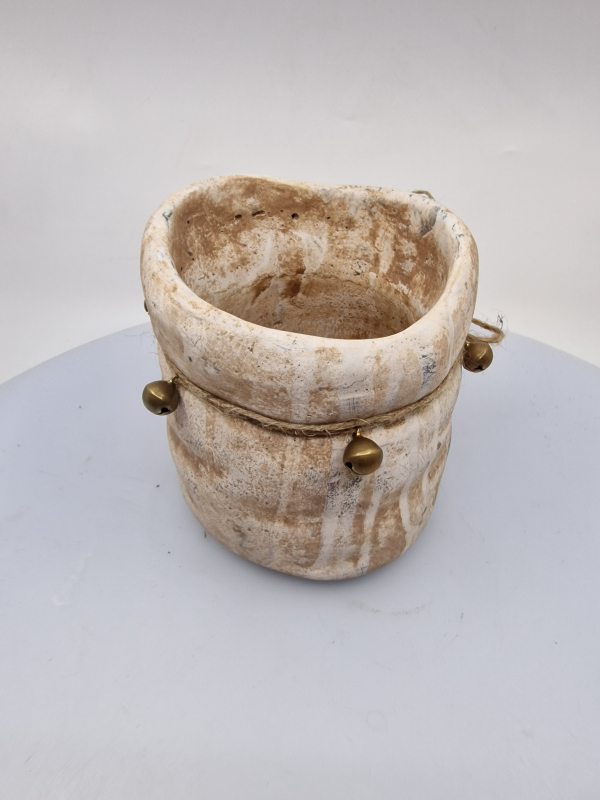 Kvetináč, svetlohnedý, dekorovaný, 13x13 cm