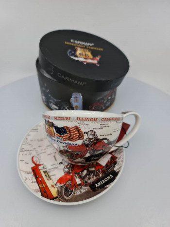 Šálka s tanierikom so  vzorom Harley-Davidson 1952