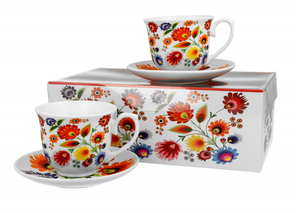 Kvetinkové porcelánové šálky 2 set