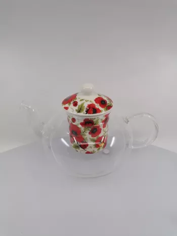 Sklenený čajník s porcelánovým filtrom  Maky