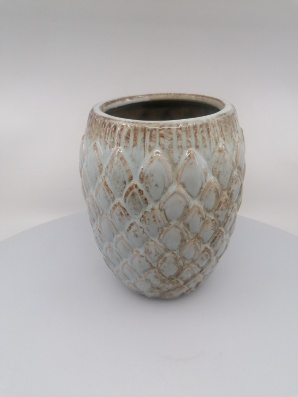 Keramická váza s modrou lesklou glazúry 15,5×18,5cm