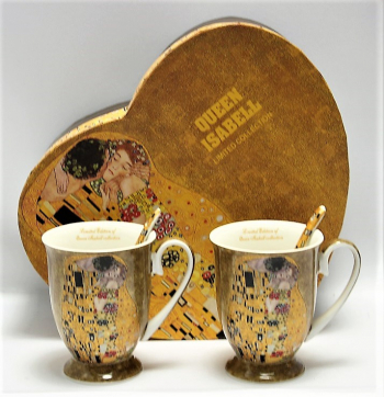 Gustáv Klimt, The Kiss, hrnčeky zlaté,  2-sada, 325ml