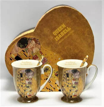 Gustáv Klimt, The Kiss, hrnčeky zlaté,  2-sada, 325ml