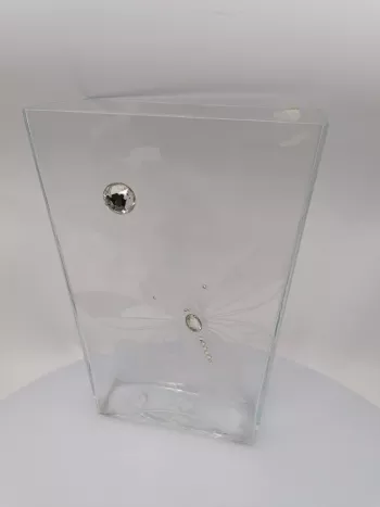 sklenená váza s vážkou 10x20x30cm