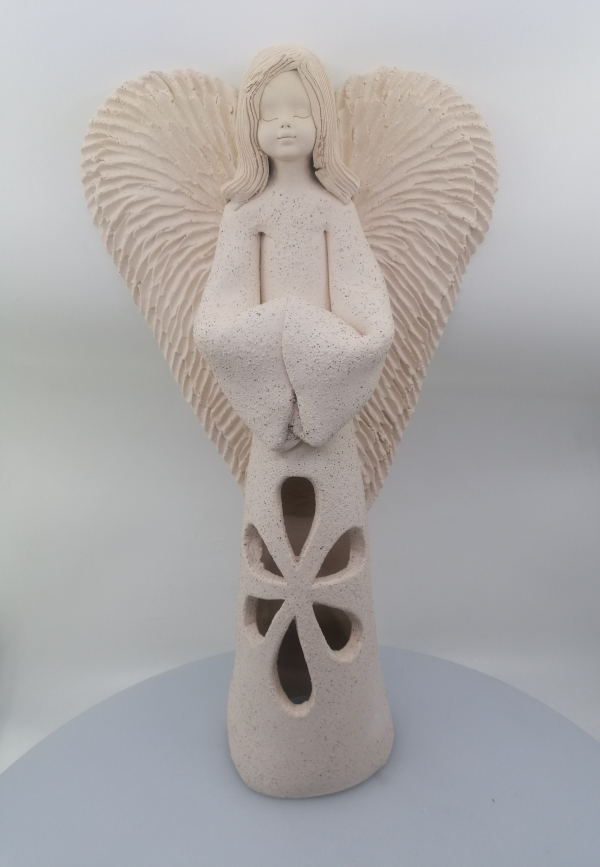 Veľký keramický anjel s dekorom 48cm