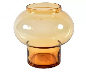 Bucľatá sklenená váza jantárová 20,5x21cm