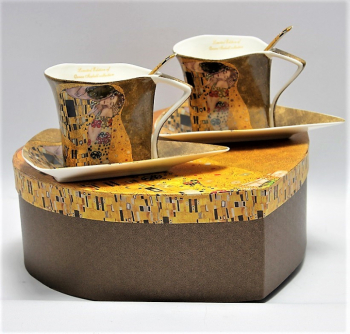 Gustáv Klimt, The Kiss, Šálky  2-sada, 250ml, zlaté