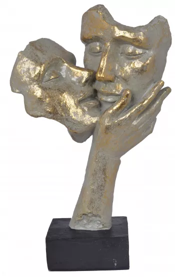 Dekoratívna busta milencov staro-zlatej farby 