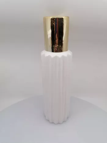 Keramická váza 32,5x9cm, zlato-biela, ošúchaná