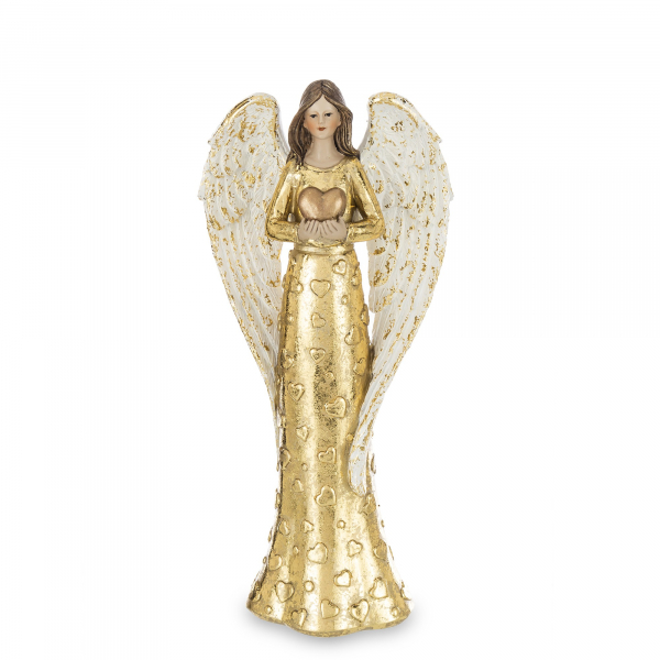Zlatý anjel so srdiečkom 28,5cm