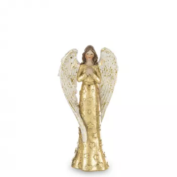 Zlatý anjel so srdiečkom 22cm