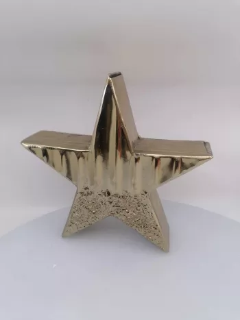 Zlatá kovová  hviezda 24,5x6,5x24,5cm