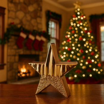 Zlatá kovová  hviezda 24,5x6,5x24,5cm