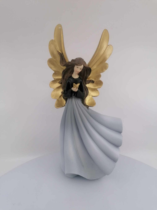 Dekoračný anjel so zlatými krídlami 33cm