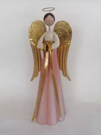 Kovový ružový anjel  70cm